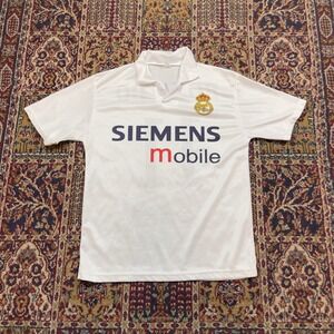 VTG 2002 Real Madrid Ronaldo 11 Siemens Mobile Home Jersey White Soccer Italy L
